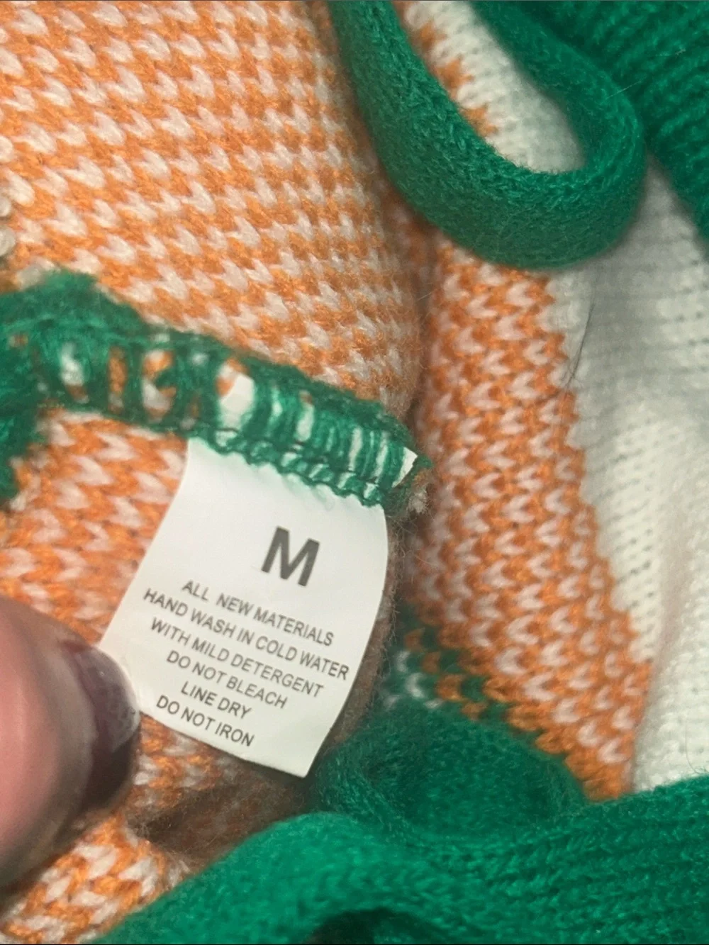 Festive Gingerbread Dog Sweater in Green and Orange MD